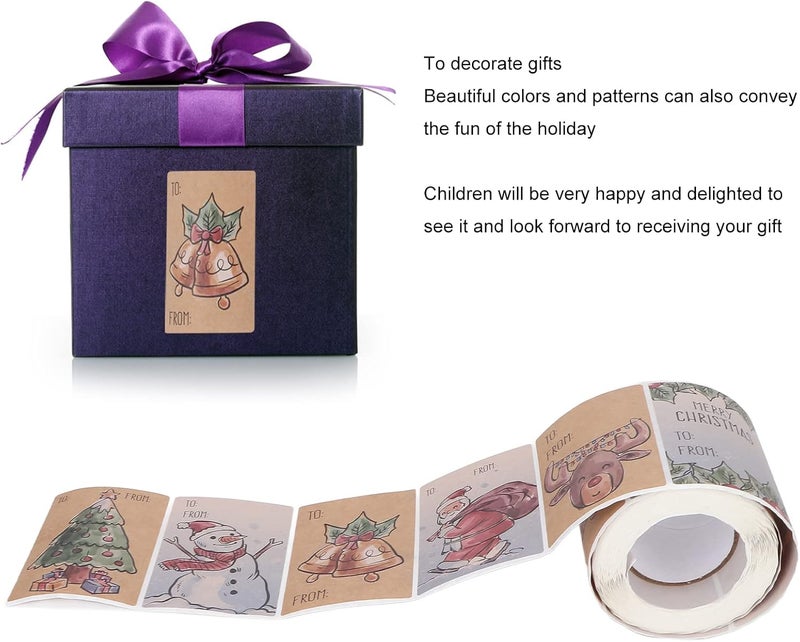 woobles Christmas Sticker, Decorative Stickers, 250 Christmas Decorative Stickers for Cards, Gift Envelopes, Boxes, Christmas Gift Name Label Stickers - Image 3